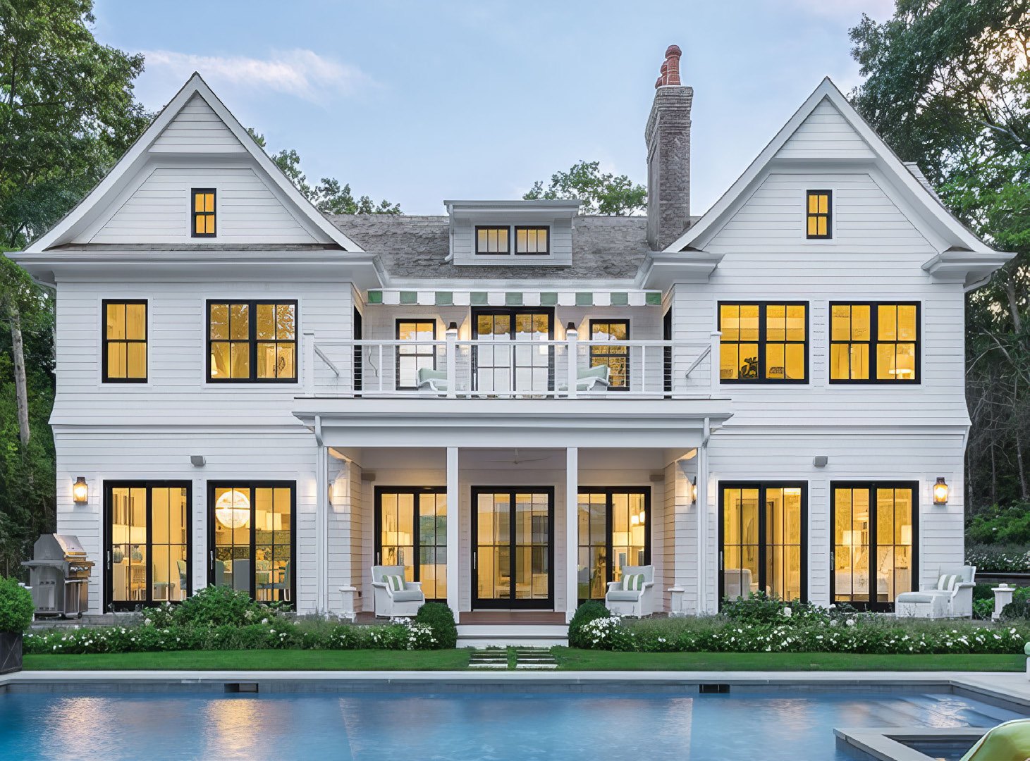 American style crank windows on a villa facade